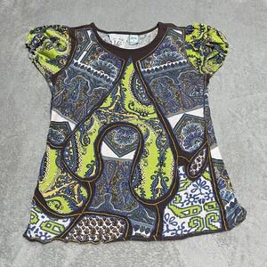 Inner Child Top Womens Small Patchwork Embroidered‎ Shirt Boho Earthcore Hippie